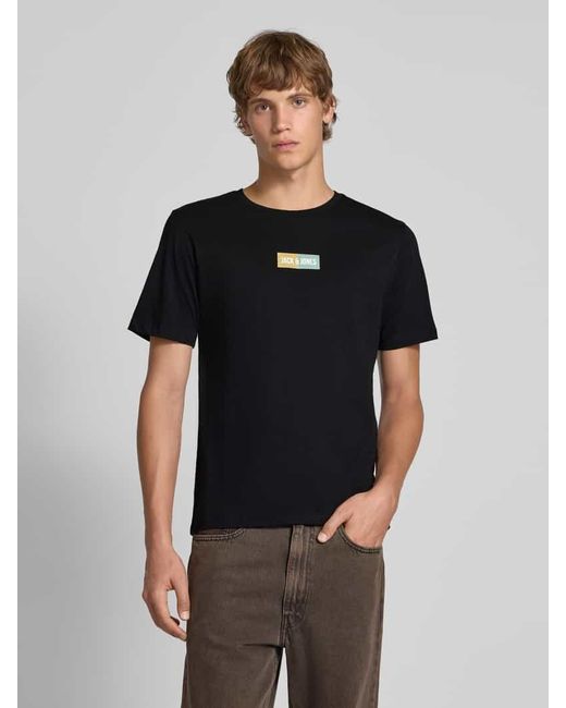 Jack & Jones T-Shirt mit Label-Print und Rundhalsausschnitt in Black für Herren