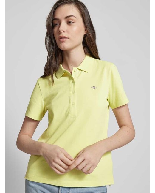 Gant Yellow Slim Fit Poloshirt mit Label-Stitching