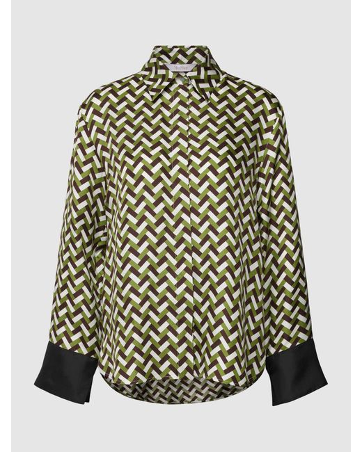 Max Mara Multicolor Hemdbluse aus Seide mit Allover-Muster Modell 'PROCIDA'