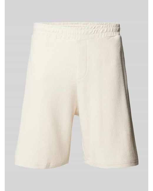 Review Regular Fit Sweatshorts mit Strukturmuster in Natural für Herren