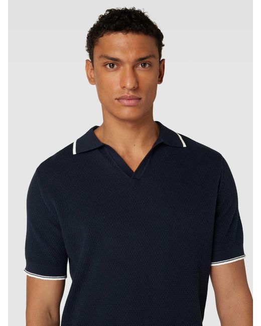 SELECTED Poloshirt Met Contraststrepen in het Blue voor heren