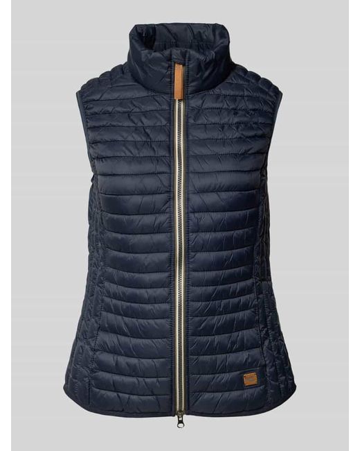 Camel Active Blue Regular Fit Steppweste Mit Stehkragen Und Label-Detail