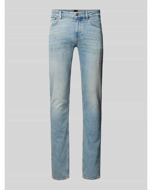 Boss Slim Fit Jeans im Destroyed-Look Modell 'Delaware' in Blue für Herren