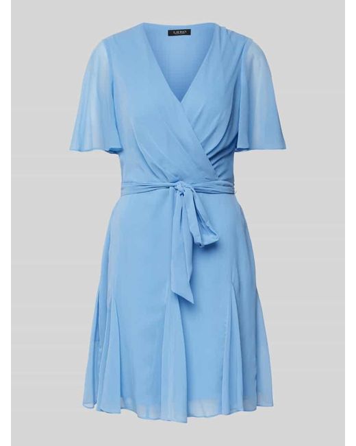 Ralph Lauren Blue Knielanges Wickelkleid Aus Chiffon Modell 'Wandella'