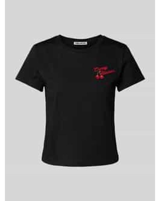 Review T-shirt Met Motiefstitching in het Black