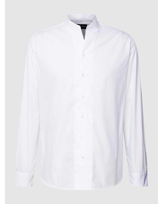 Emporio Armani Modern Fit Freizeithemd mit Stehkragen in White für Herren