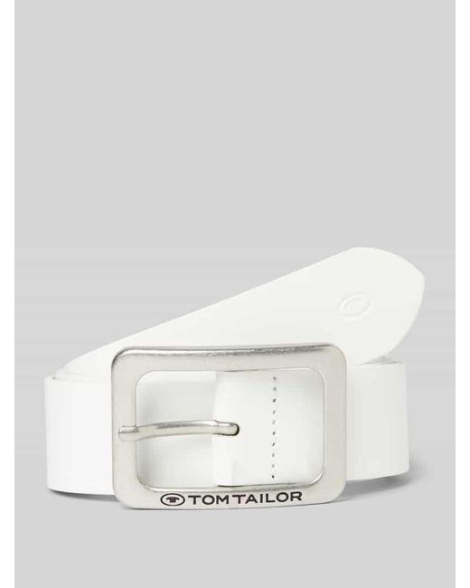 Tom Tailor White Fein strukturierter Ledergürtel mit Dornschließe Modell 'SANDRA'