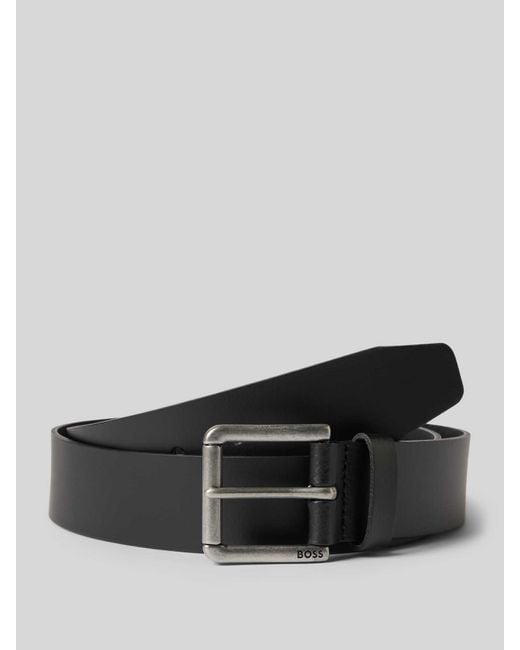 Boss Leren Riem Met Doornsluiting, Model 'Joris' in het Black voor heren