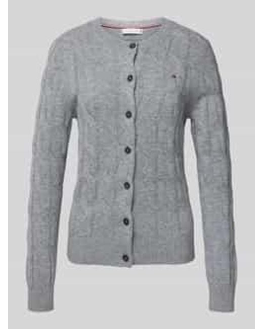 Tommy Hilfiger Regular Fit Gebreid Jack Met Kabelpatroon Van Zuivere Wol in het Gray