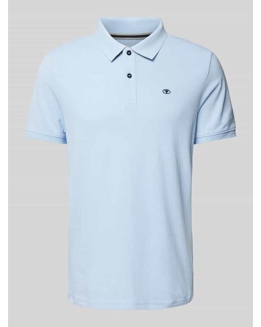 Tom Tailor Poloshirt in unifarbenem Design mit Label-Stitching in Blue für Herren