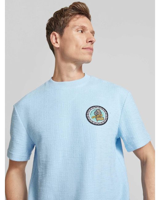 carlo colucci T-shirt Met Structuurmotief in het Blue voor heren