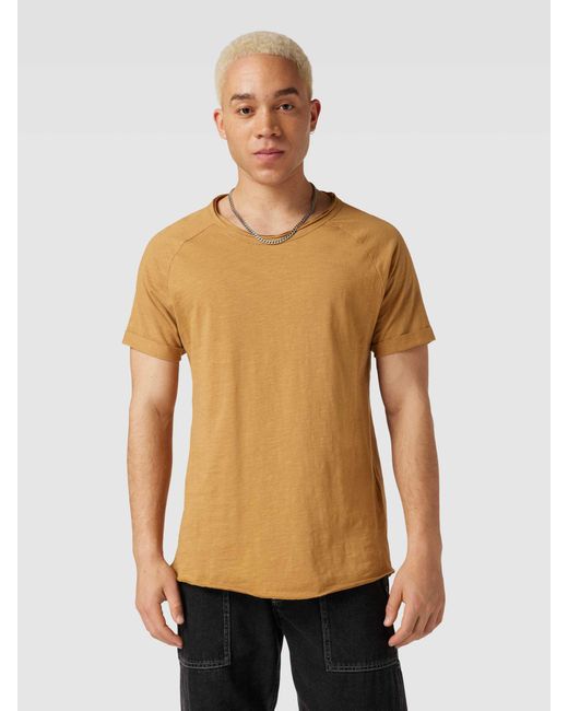 Redefined Rebel T-Shirt mit geripptem Rundhalsausschnitt Modell 'KAS' in Natural für Herren