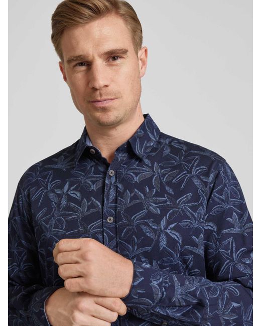 Tom Tailor Regular Fit Vrijetijdsoverhemd Met All-over Motief in het Blue voor heren
