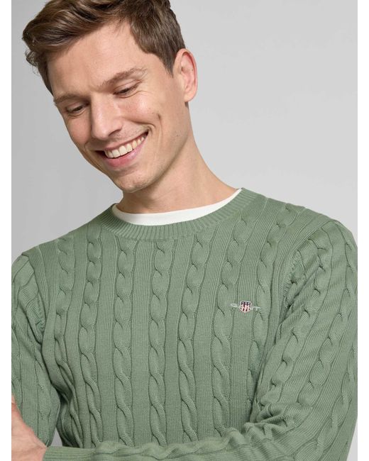 Gant Gebreide Pullover Met Ronde Hals in het Green voor heren