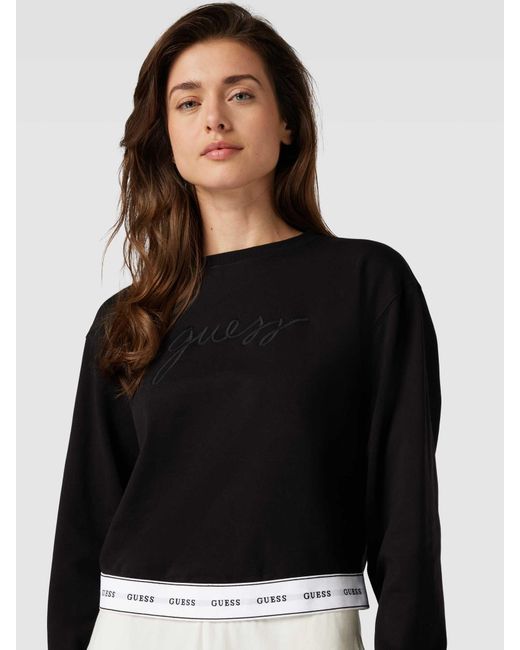 Guess Black Sweatshirt mit elastischem Label-Bund Modell 'CARRIE'