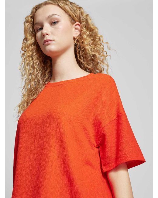 Pieces Orange T-Shirt mit Strukturmuster Modell 'LUNA'