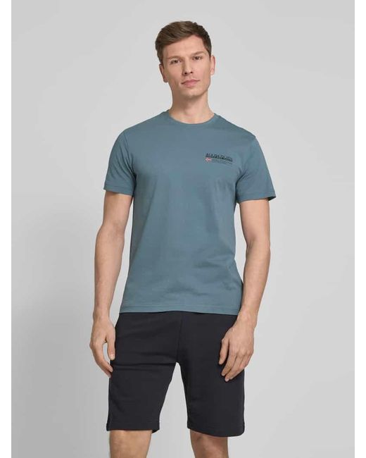 Napapijri T-Shirt mit Label-Print Modell 'KASBA' in Blue für Herren