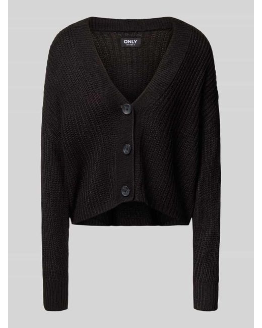 ONLY Black Regular Fit Strickjacke mit überschnittenen Schultern MODELL 'CAROL'