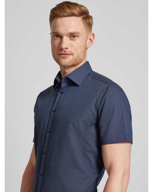 Christian Berg Men Regular Fit Business-Hemd mit 1/2-Arm in Blue für Herren