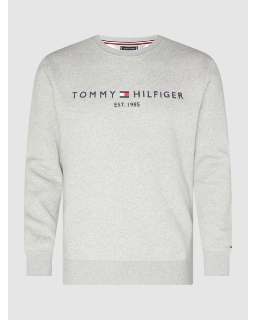 Tommy Hilfiger Herren-Sweatshirt aus Bio-Baumwolle in Grau mit  Rundhalsausschnitt