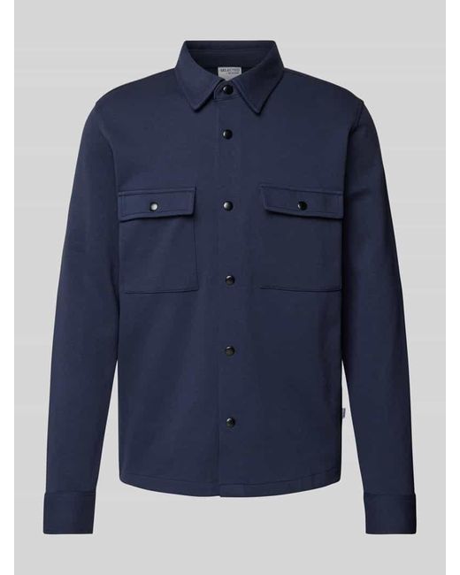 SELECTED Hemdjacke mit Brusttaschen Modell 'JACKIE' in Blue für Herren
