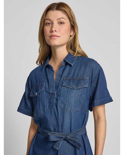 Monari Blue Knielanges Jeanskleid mit Brusttaschen