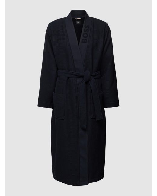 BOSS by HUGO BOSS Badjas Met Structuurmotief, Model 'waffle Kimono' in het  Zwart voor heren | Lyst NL