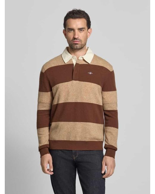 Gant Strickpullover mit Label-Stitching in Brown für Herren