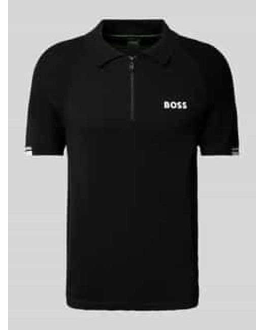 Boss Regular Fit Poloshirt Met Labelprint in het Black voor heren
