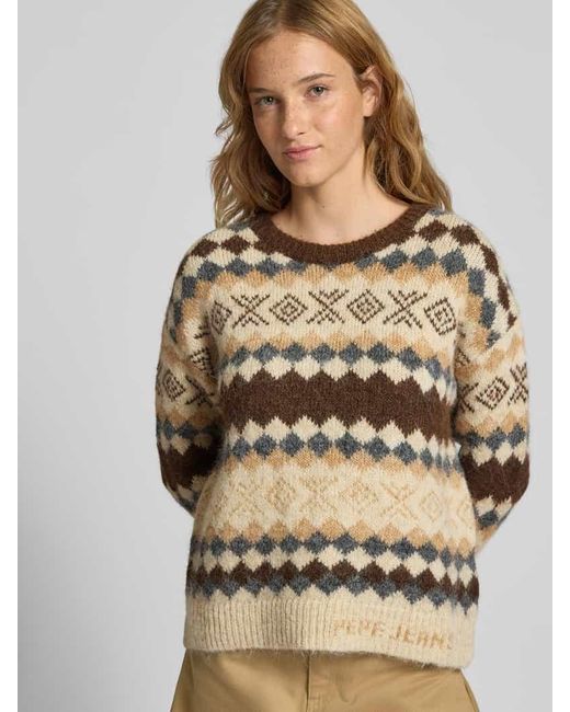 Pepe Jeans Natural Regular Fit Strickpullover mit Woll-Anteil Modell 'CELESTINE'