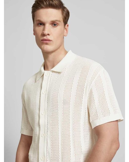 Redefined Rebel Regular Fit Freizeithemd mit Lochmuster Modell 'JON' in White für Herren