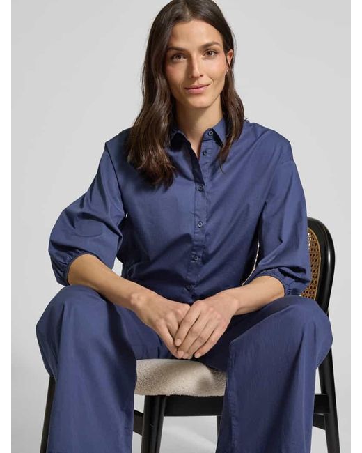 Emily Van Den Bergh Blue Relaxed Fit Hemdbluse mit elastischen Abschlüssen