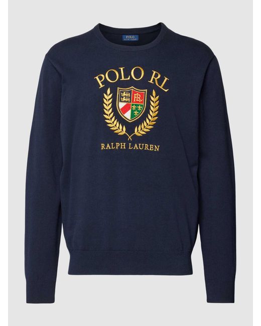 Polo Ralph Lauren Strickpullover mit Label-Stitching in Blue für Herren