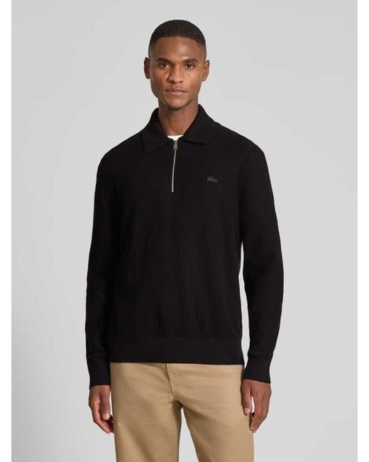 Lacoste Regular Fit Strickpullover in Waffel-Optik in Black für Herren