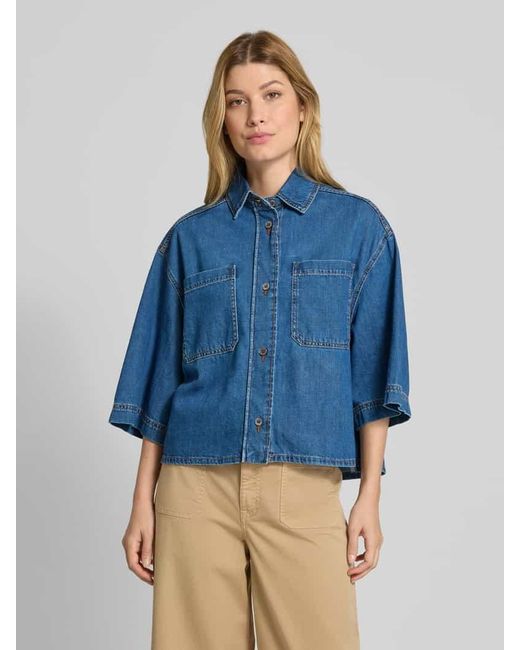 Weekend by Maxmara Blue Boxy Fit Jeansbluse aus reiner Baumwolle Modell 'ENZA'
