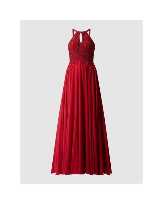 Luxuar Red Abendkleid aus Chiffon mit Ziersteinen
