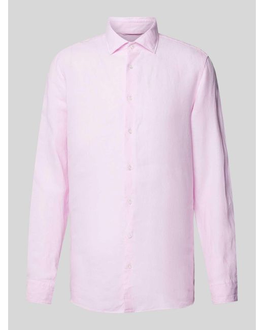 Seidensticker Slim Fit Linnen Overhemd Met Kentkraag in het Pink voor heren