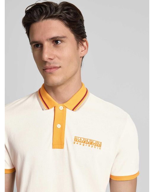 Napapijri Regular Fit Poloshirt Met Labelstitching in het Natural voor heren