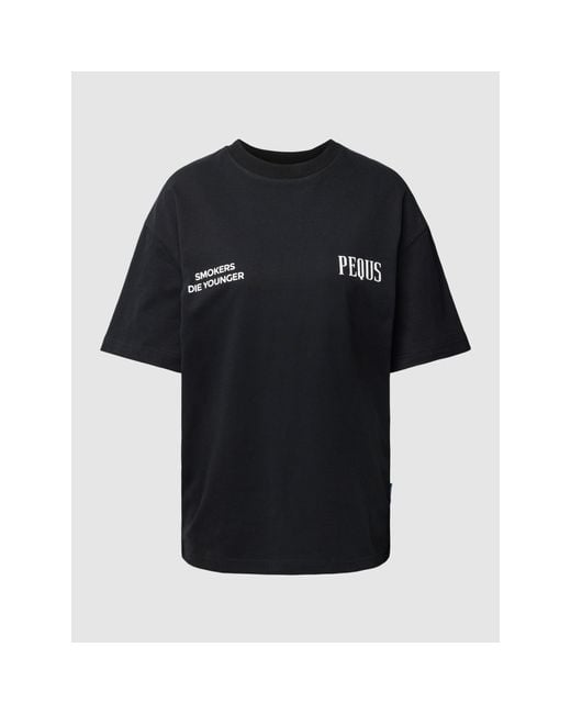 Pequs Black T-Shirt mit Logo-Print Modell 'Smokers Die Younger'