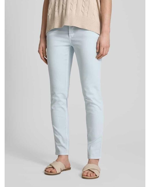 Cambio Blue Slim Fit Jeans Mit Verkürztem Schnitt Modell 'Piper'