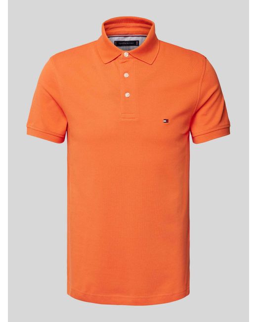 Tommy Hilfiger Slim Fit Poloshirt Met Logostitching in het Orange voor heren