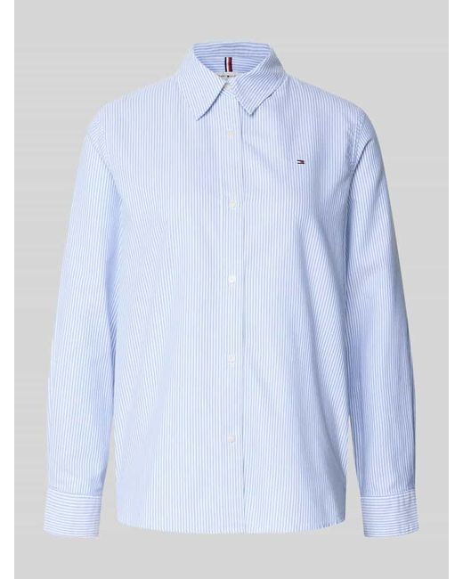 Tommy Hilfiger Blue Regular Fit Hemdbluse aus reiner Baumwolle Modell 'OXFORD'