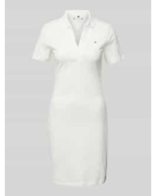 Tommy Hilfiger Knielange Polojurk Met Logostitching in het White