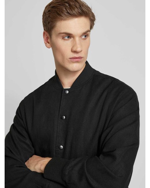 Jack & Jones Bomberjack Van Linnen Met Paspelzakken in het Black voor heren