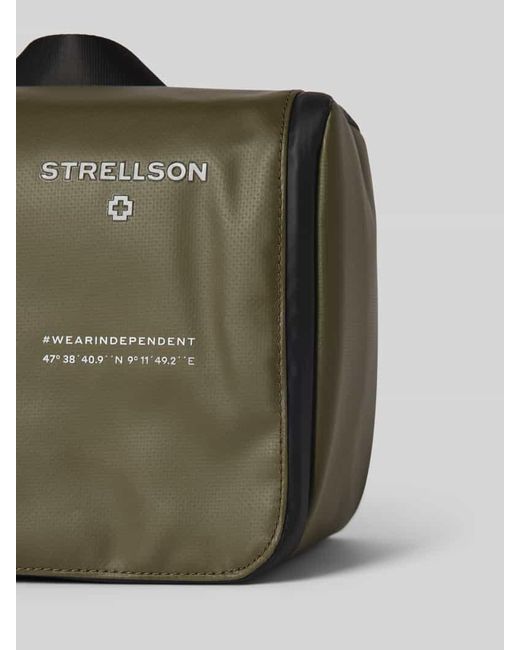 Strellson Kulturtasche mit Label-Print Modell 'benny' in Green für Herren