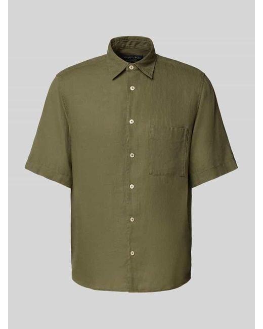 Marc O' Polo Regular Fit Leinenhemd mit kurzem Arm in Green für Herren