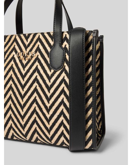 Guess Handtas Met Labelapplicatie, Model 'Silvana' in het Metallic