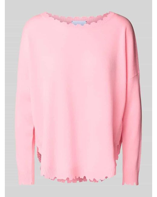 Kujten Pink Oversized Strickpullover mit gerippten Abschlüssen Modell 'MELA'