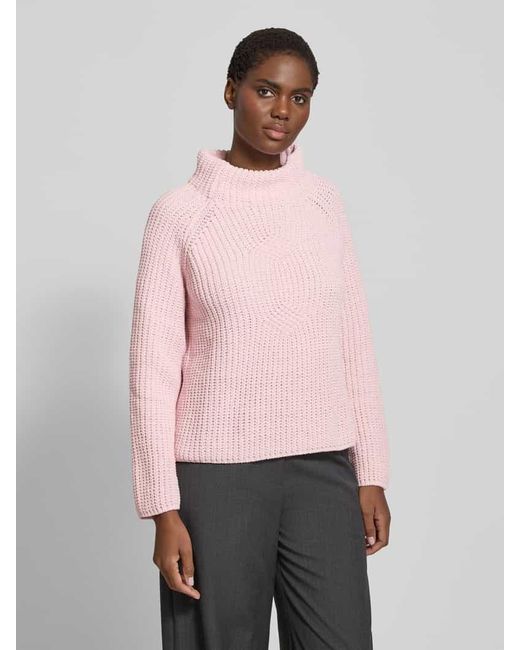 Monari Pink Strickpullover mit Stehkragen Modell 'Basic Chenille'