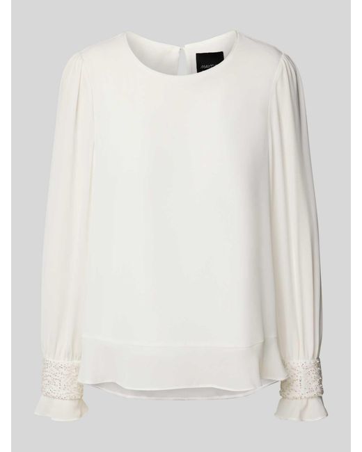 Marc Cain Regular Fit Blouse Met Kralen En Ronde Hals in het White